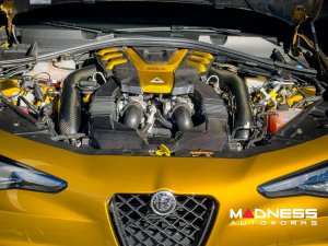 Alfa Romeo Giulia Engine Cover - Carbon Fiber - QV Version - Candy Yellow Accents